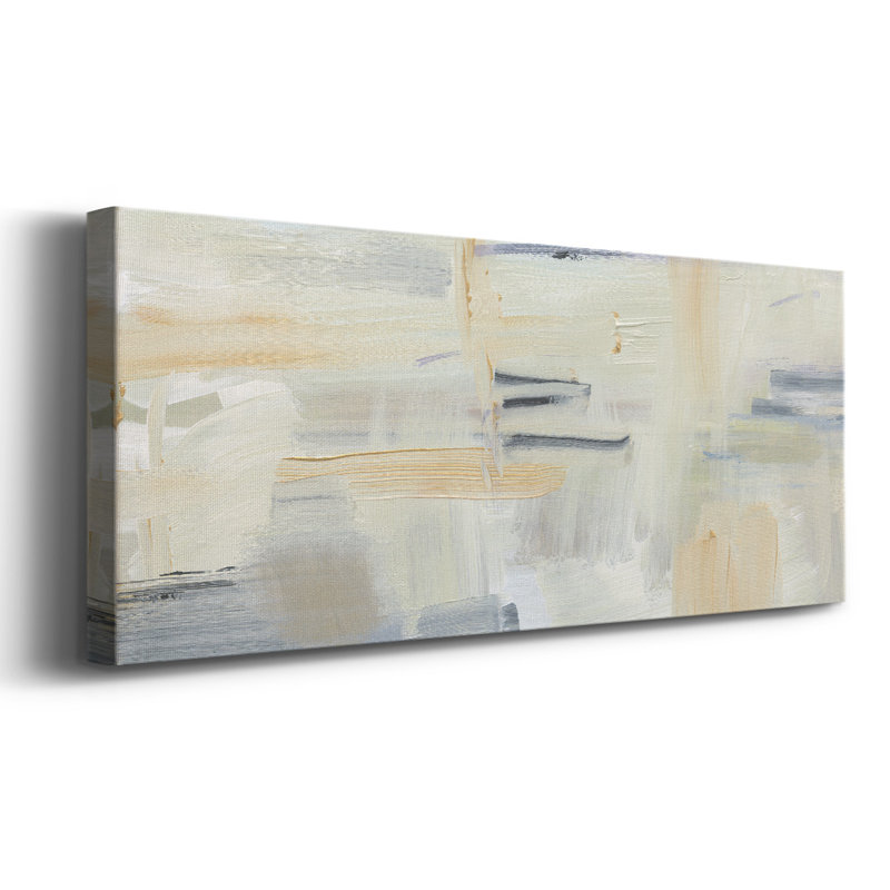 Gris et or abstrait sur toile, H 12 po x l 30 po x P 1,5 po