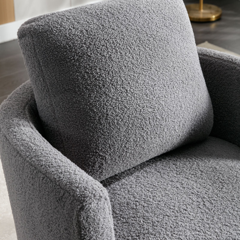 Ottelia 32.2'' Wide Slipcovered Swivel Barrel Chair, Gray Boucle