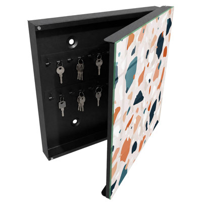 Key cabinet, Opens to the right, 30x30x5, Black, Dynamic splashes of color in an abstract style, 