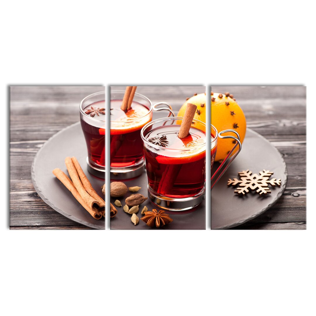 3-tlg. Leinwandbilder-Set Aromatischer Glühwein mit Zimt