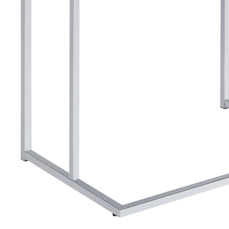 Chandlar End Table, White Wood, Chrome