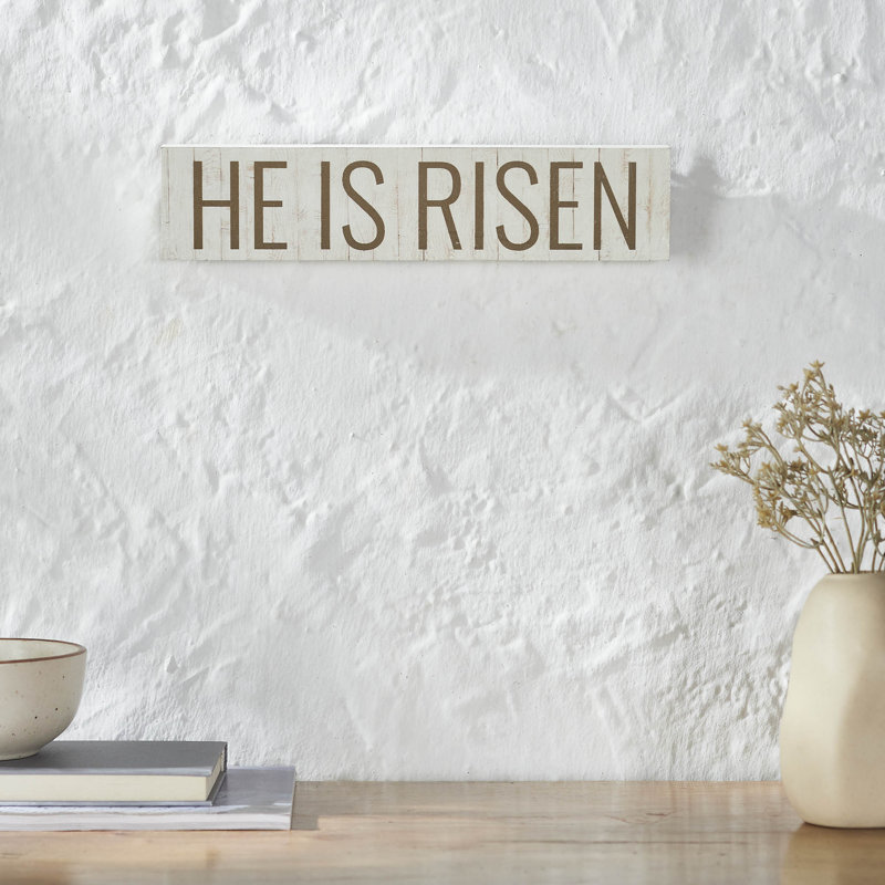 Enseigne en bois aggloméré Celebrate Grace He Is Risen 3 x 13 x 1