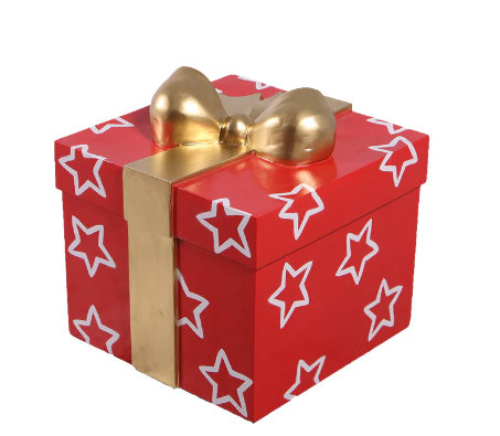 Statue Naquan petit cadeau rouge avec étoiles