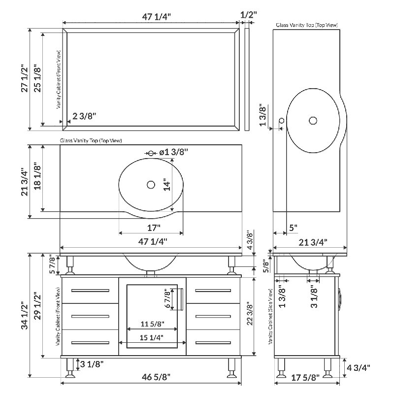 Ensemble de meuble-lavabo simple avec miroir l 47,25 po x P 21,75 po x H 34,5 po Dodington, Blanc