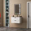 Armoire de meuble-lavabo 31,5 "avec lavabo, armoire flottante murale avec ligne décorative, système de fermeture en douceur, 2 très grands tiroirs, bois massif, pour la salle de bain