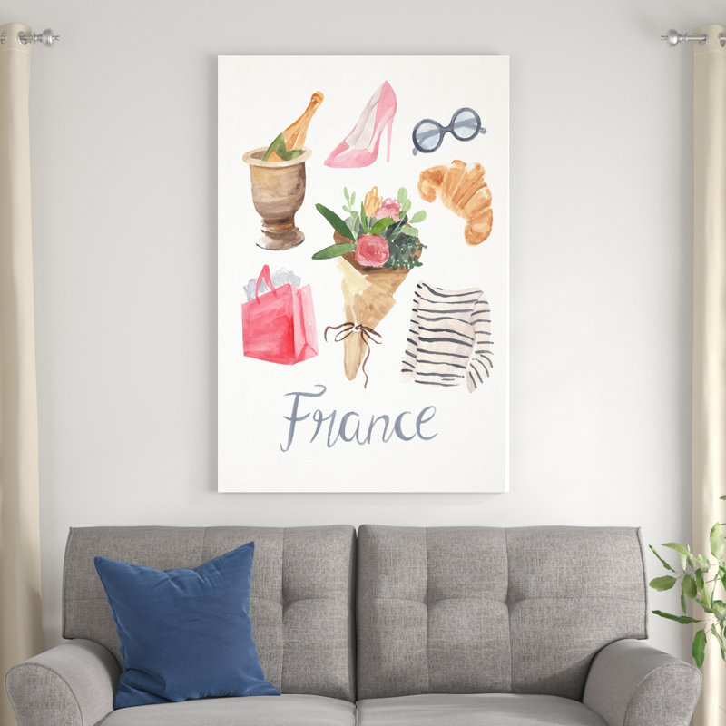 «Paris Essentials II» par Annie Warren - peinture sur toile tendue, H 48 po x l 32 po