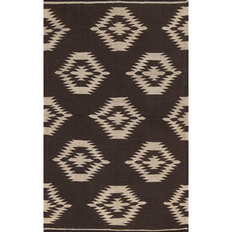 Tapis oriental en laine à teinture naturelle Kilim, Rectangle 4 pi 7 po x 7 pi 3 po