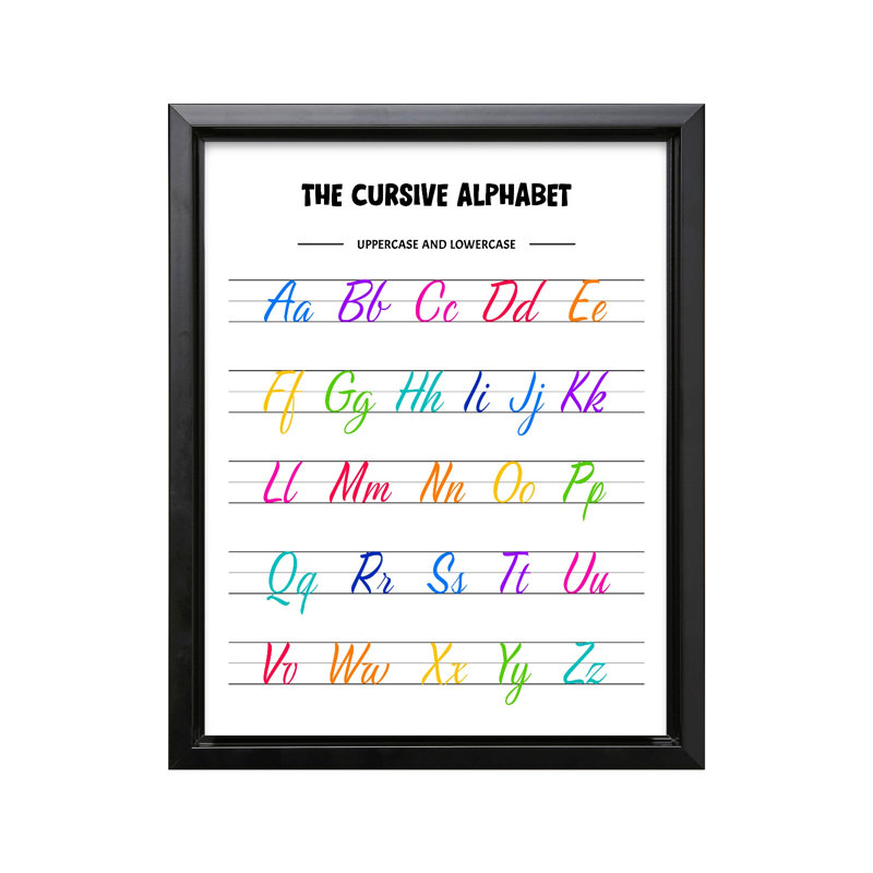 Alphabet cursif, Black Framed, Canvas, 18"H x 24"W