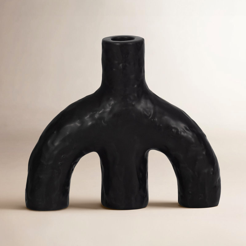 Rotterdam Ceramic Tabletop Candle Holder, 9" H x 8" W x 2" D