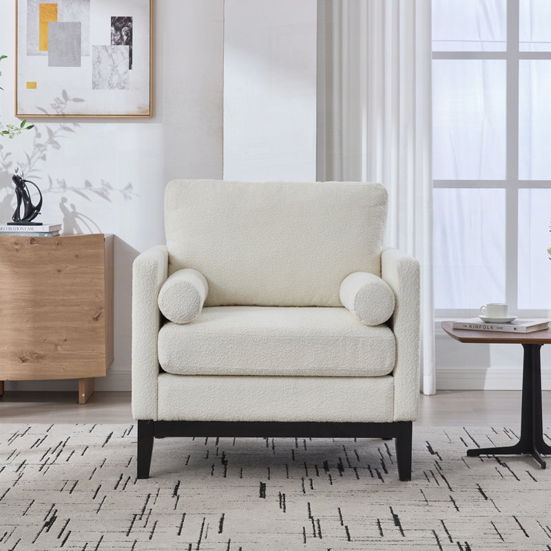 Fauteuil d'appoint 35,4 po, Pied ivoire noir