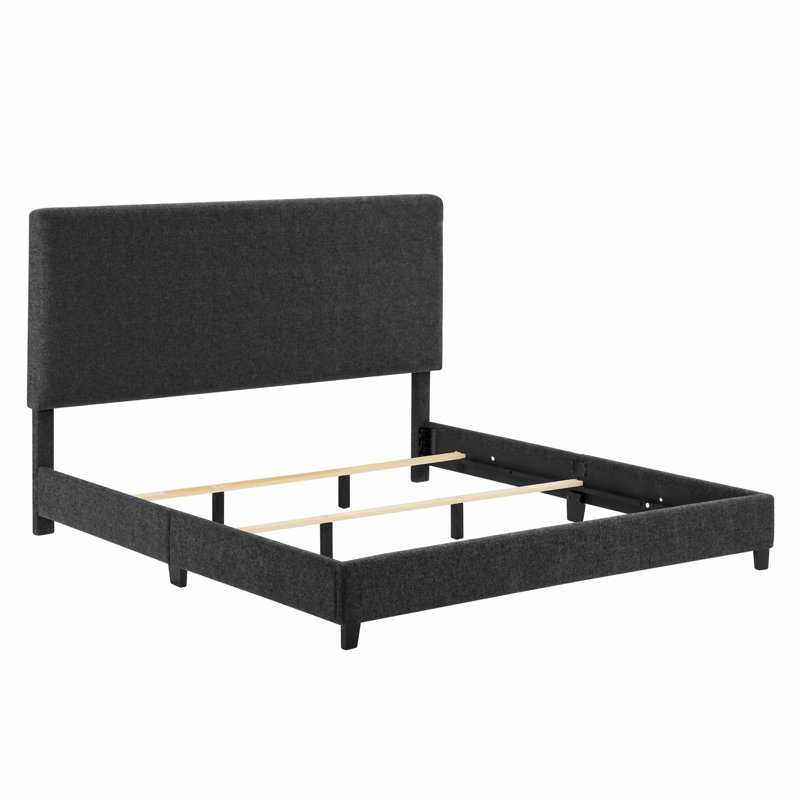 Aryia Boucle Upholstered Platform Bed, King, Gray