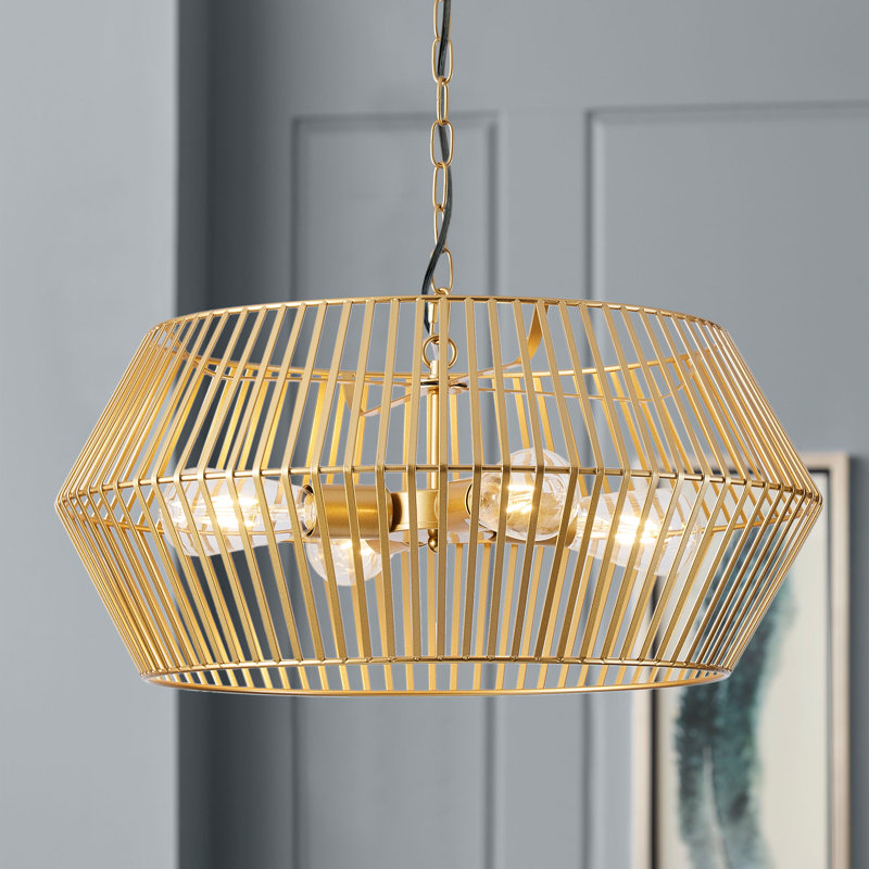 Luminaires suspendus surdimensionnés en forme de cage unique à 4 lumières 22,24 pouces Dastina