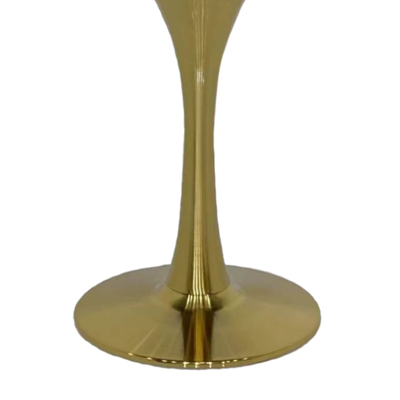 Table de salle à manger ronde 48 po avec plateau en pierre frittée noire et base en laiton doré - Luxe moderne
