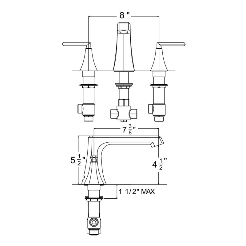 McMillan 2 Handle Deck Roman Tub Faucet, Chrome