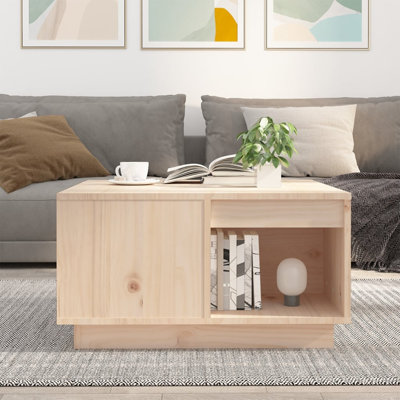 Nyan Solid Wood Floor Shelf Coffee Table with Storage