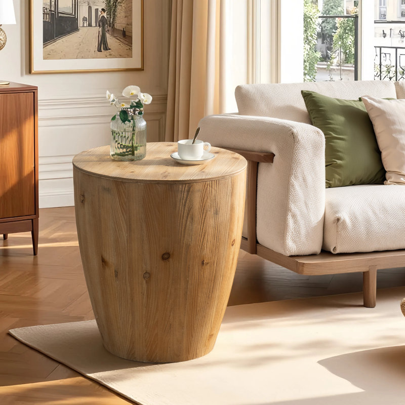 21.06-inch Retro Barrel-shaped Coffee Table: Natural Wood Grain + Barrel-shaped Design, Infusing A Retro Charm Into The Office/dining Room/living Room