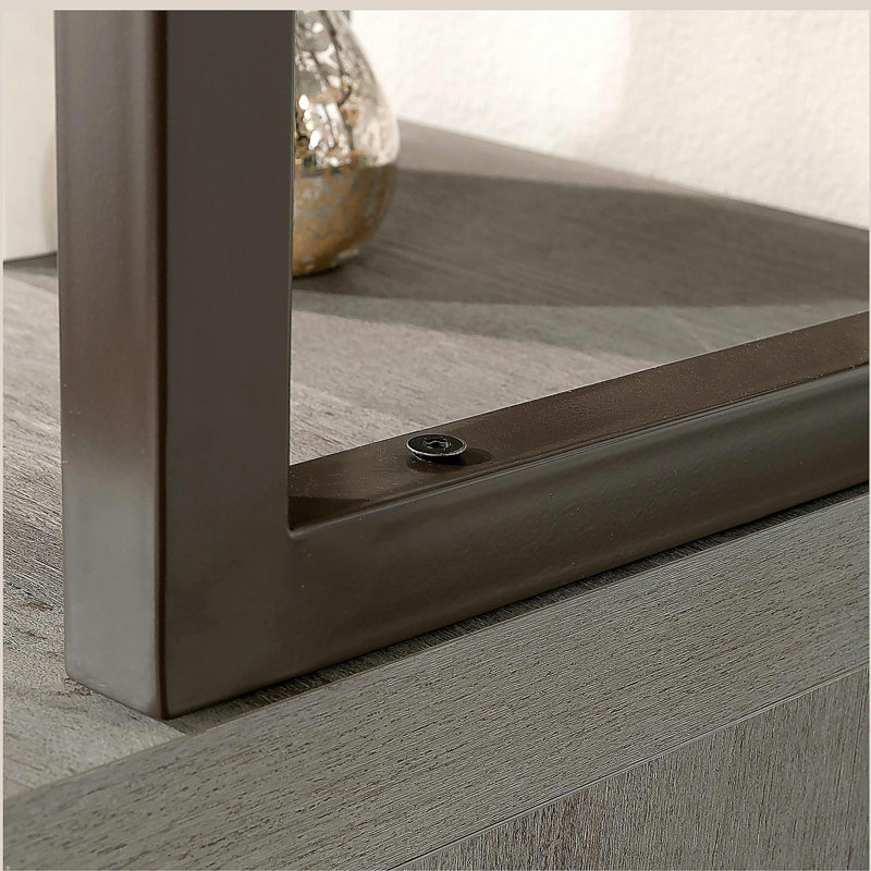 Credenza Hutch with Impact-Resistant Design, Brown finish
