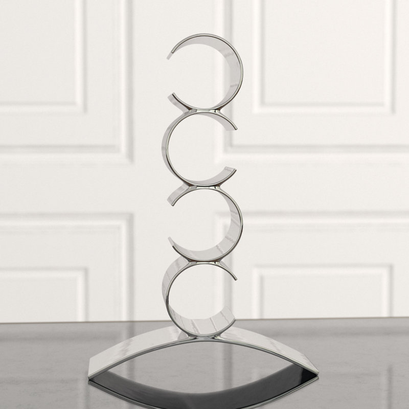 Munich 4 Bottle Tabletop Wine Bottle Rack, Silver