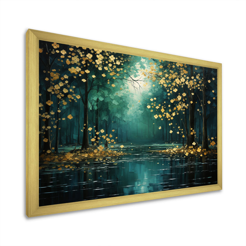 Décoration murale Bold Forest Emerald III - Forêt, Cadre doré à une seule photo, H 34 po x l 44 po x P 1,5 po