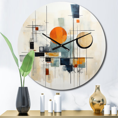 Beige Minimalist Patchwork I - Abstract Collages Wall Clock