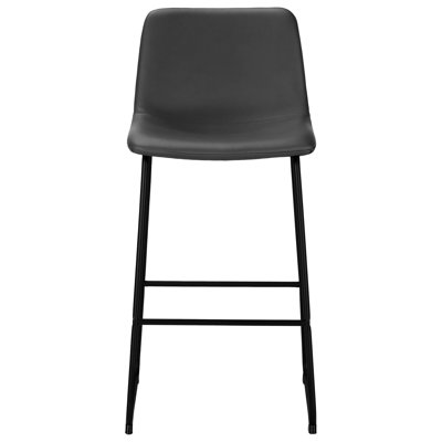 Standing Office Chair In Grey Leather Look, Robust Black Metal Frame Contemporary Work Desk Chair, Support