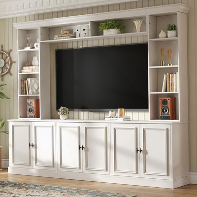 97.4" Mid-Century 4-Piece Entertainment Centre with Adjustable TV Stand and Bookshelf for TVs Up to 70"