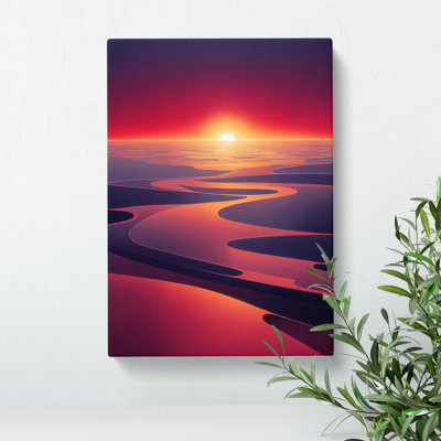 Futuristic Sunset View - Wrapped Canvas