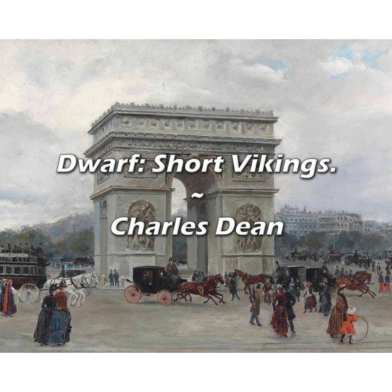 Citation artistique «Dwarf: Short Vikings». Toile tendue par Charles Dean Gallery, H 28 po x l 40 po