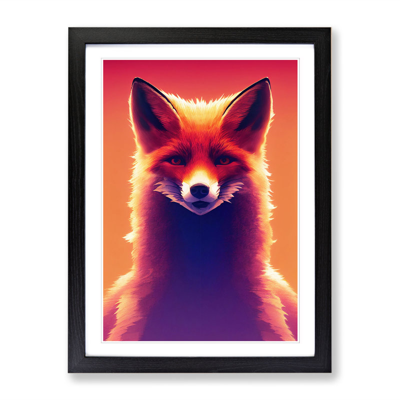 FRM-V0523-1037X Fox Portrait Vol.3 - Single Picture Frame Print, 34cm H x 25cm W x 2cm D, Walnut Framed