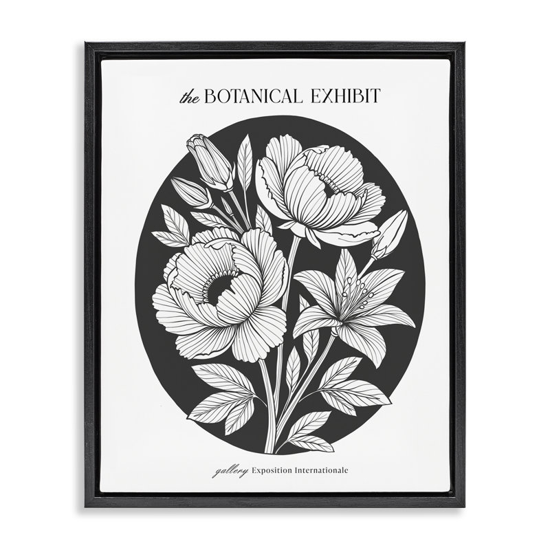 «Vintage Blooms Vignette», art mural encadré flottant, H 31 po x l 25 po, Cadre flottant noir de jais