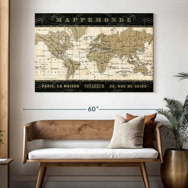 Mappemonde, H 34 po x l 51 po