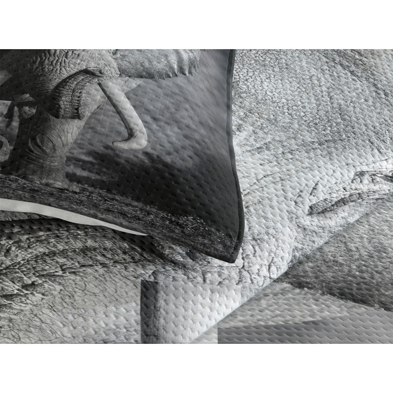 Elephant Eclectic Polyester Coverlet, King Bedspread + 2 Shams
