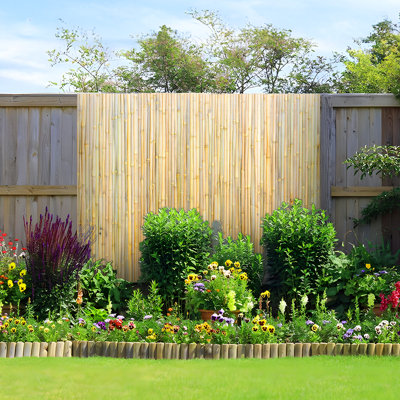 Natural Rolled Bamboo Fence Bamboo Panel 0.75 in D.