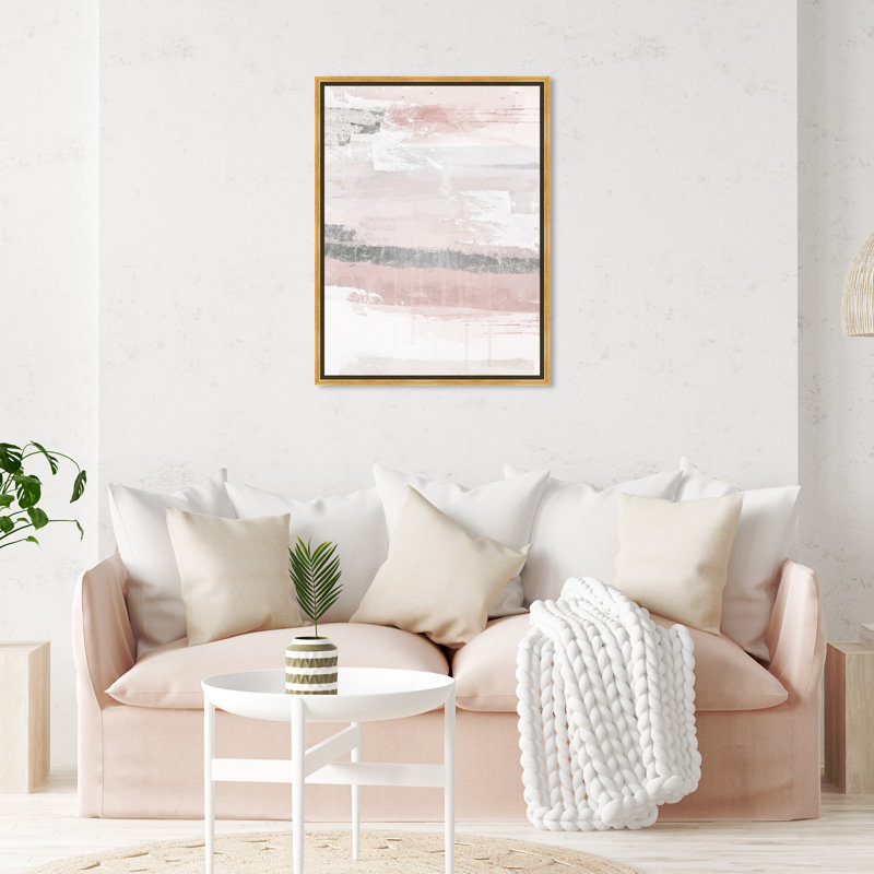 Éléments sophistiqués rosés - peinture, Toile encadrée dorée, H 24 po x l 20 po