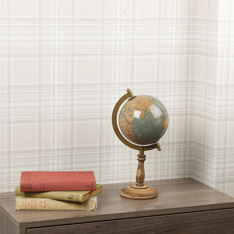 Wood Tabletop Globe, 28cm H x 12cm W x 12cm D