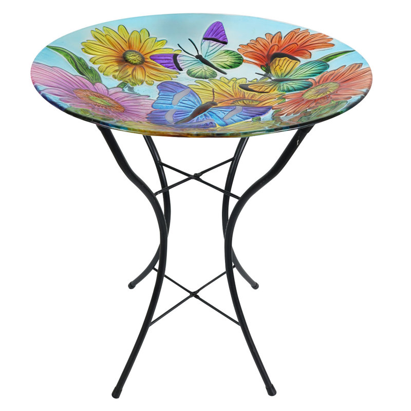 Bain d'oiseaux en verre flottant
