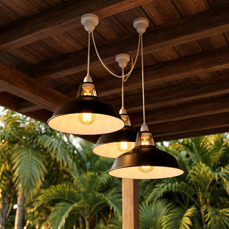 16.5cm H Metal Lamp Shade, Black Inner White