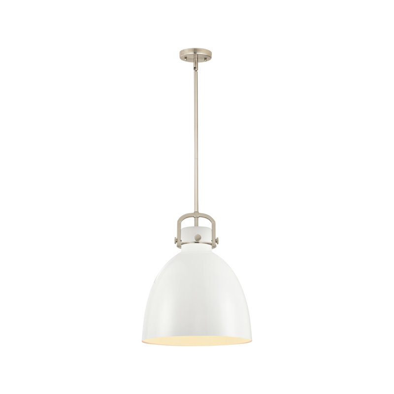 Luminaire suspendu en forme de cloche en métal 16 lumières Amrith, H 12,5 po x l 10 po x P 10 po, Blanc, Nickel satiné