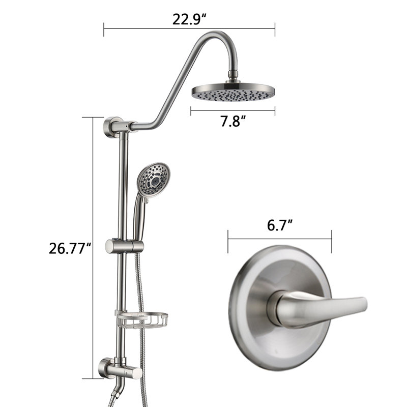 With hand shower system (including rough-in valve), Brushed Nickel