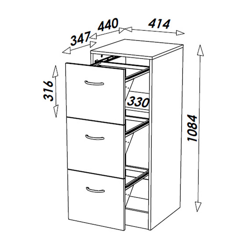 Caulkins 41.4cm Wide 3 -Drawer File Cabinet, Cherry