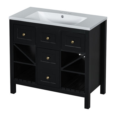 Meuble-lavabo de salle de bain avec lavabo en résine