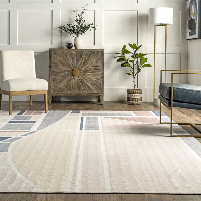 Dannie SpinClean Modern Geometric Machine Washable Area Rug, Rectangle 4' x 6'