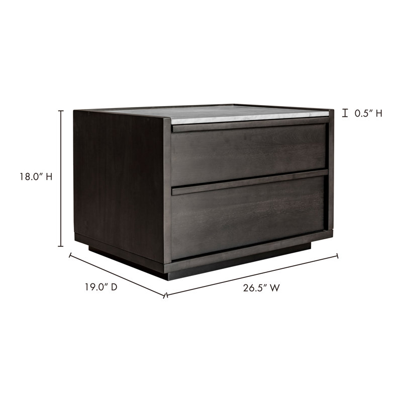 2 - Drawer Nightstand in Dark Grey, Light Gray/Dark Brown