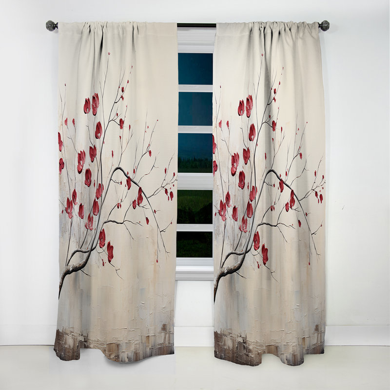 Sabastian - Rideau occultant floral à feuilles - 1 panneau, L 52 po x L 108 po