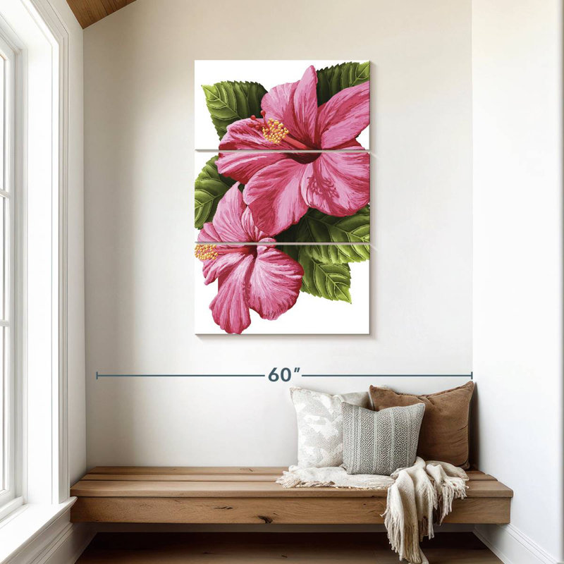 Vivid Pink Hibiscus, 45" H x 28" W