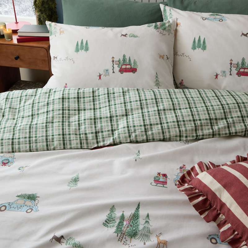 Christmas Tree Lane 100% Cotton Duvet Cover Set