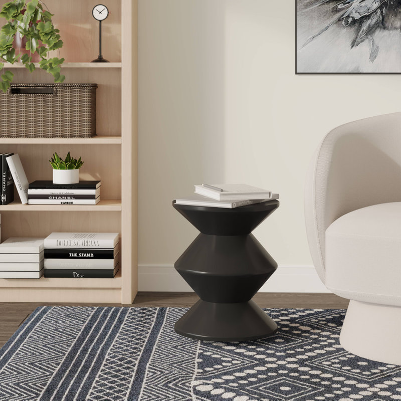 Table d'appoint en plastique de style sablier de 15 po, table de bout d'extérieur et table de chevet imperméables Michailo