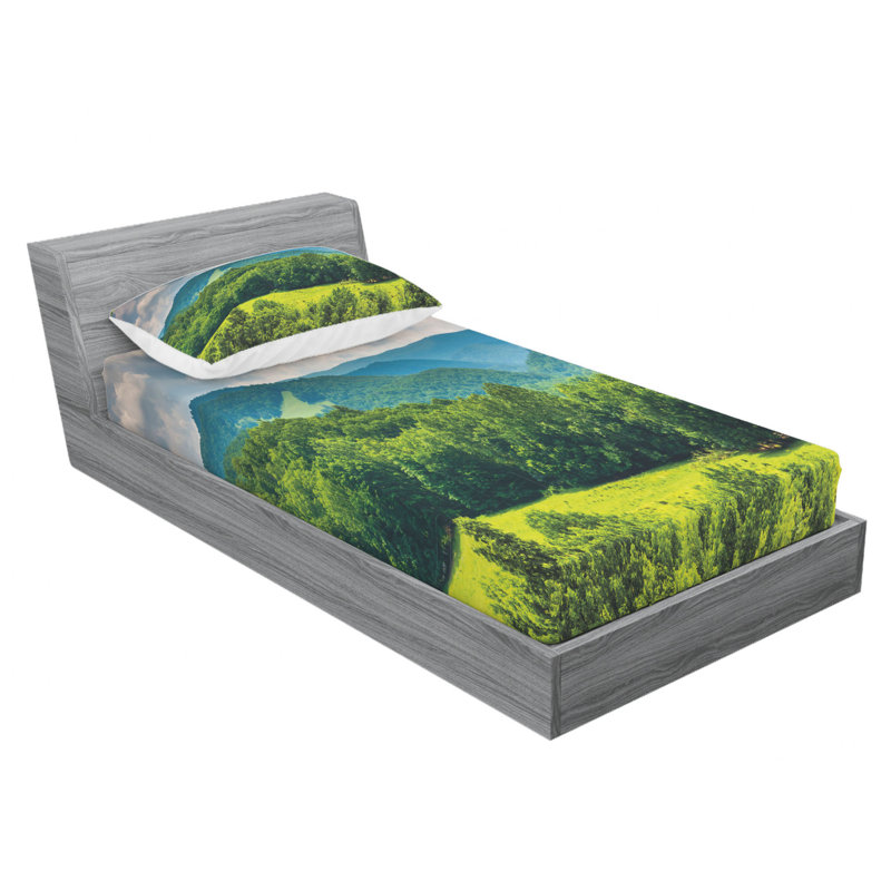 Ensemble de draps View of Mountains, Ensemble de draps pour lit simple avec drap-housse