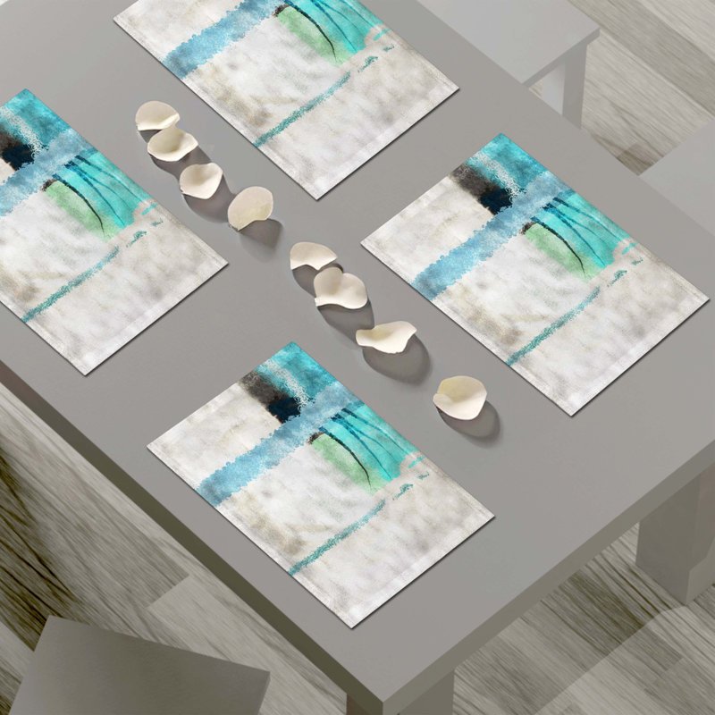 Ensemble de 4 napperons exclusifs Fizz Modern Designer deux plis, 14 x 18, cuisine et salle à manger