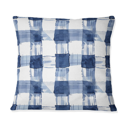 Blue White Traditional Gingham - Traditional Throw Pillow